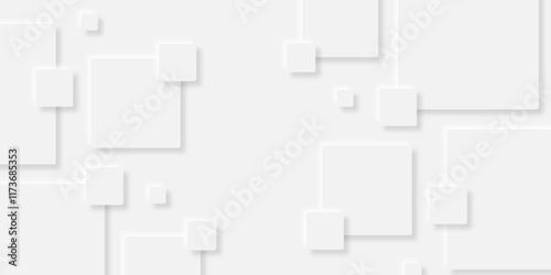 Abstract grey square shape with futuristic concept background.gray paper squares in bright light with shadows.neomorphism Abstract blurred background with Geometric light & white Space design concept.