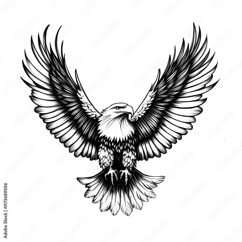 Majestic Minimalist Eagle Sketch Tattoo Design with Symmetrical Wings and Clean Line Art Majestic Minimalist Eagle Sketch Tattoo Design with Symmetrical Wings and Clean Line Art