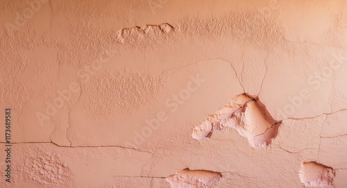 Rough peach stucco wall texture with depth photo