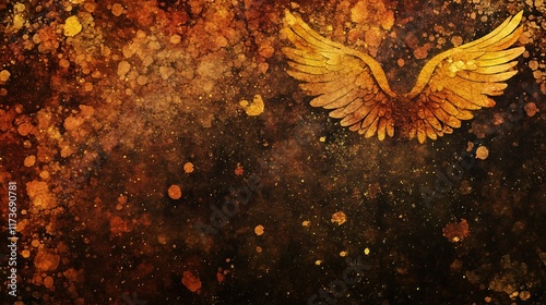 Golden Angel Wings Abstract Art Background
