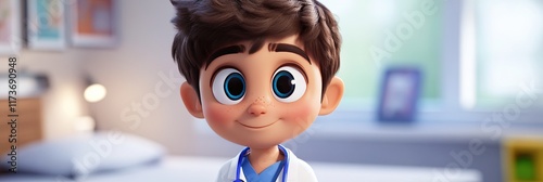 2D animated healthcare concept with medical doctor working in hospital