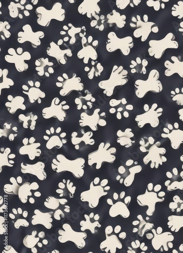 Dog bone vector dog paw doodle pattern for wallpaper,  pet themed wallpaper,  animal artwork photo