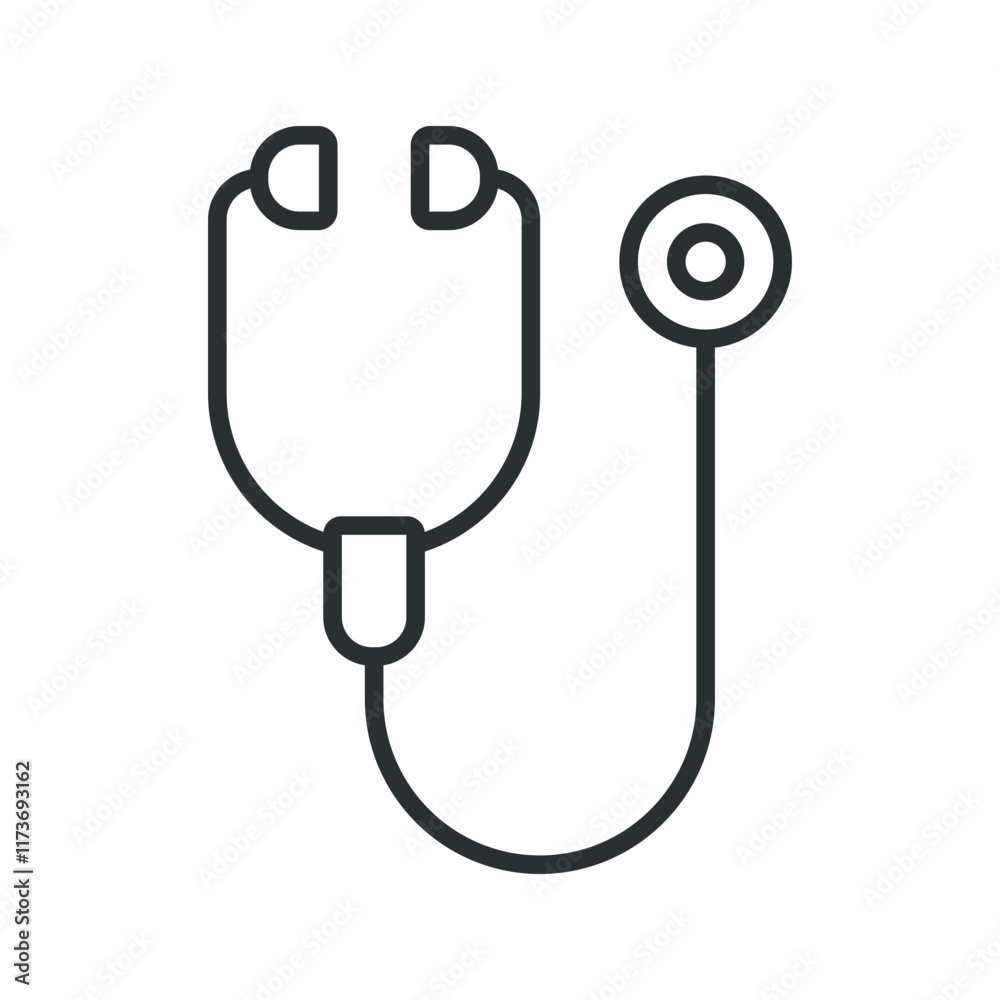 Medicine stethoscope. Linear vector icon Medicine stethoscope. Linear vector icon