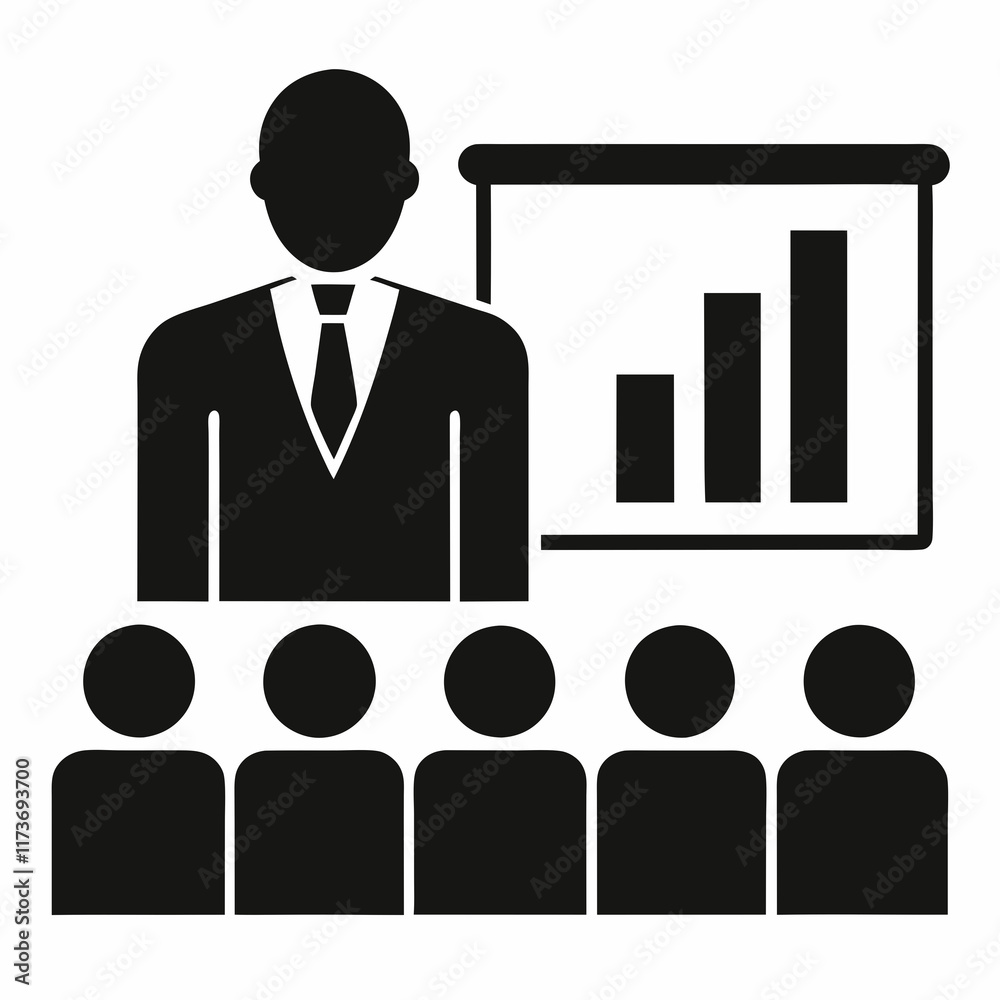 Business Presentation Icon Silhouettes - Vector Design Business Presentation Icon Silhouettes - Vector Design