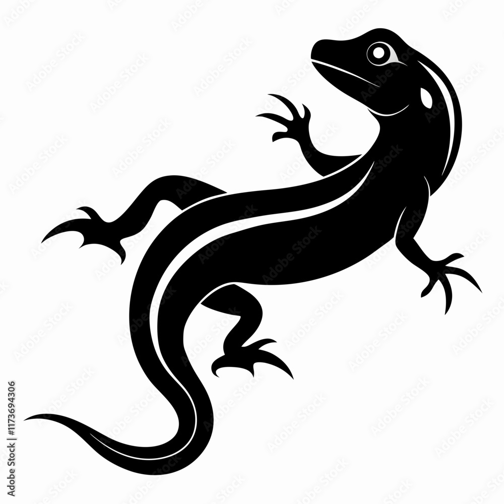 Naklejka premium Lizard vector silhouette black design white background