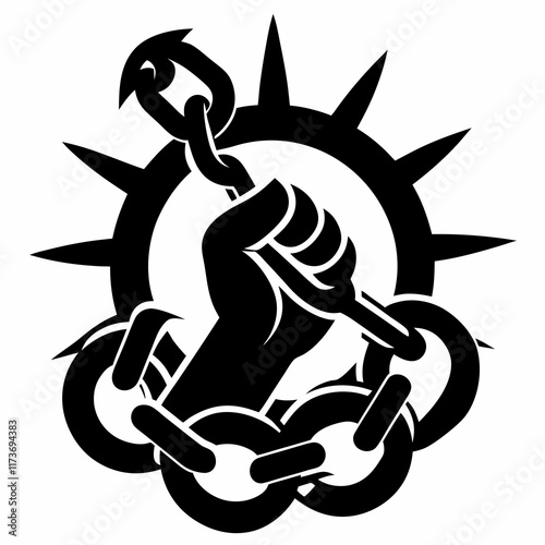 Revolutionary Chain Silhouette Vector Art