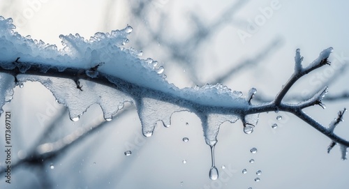 Stunning transformation from icy sleet to flowing water on a fragile b