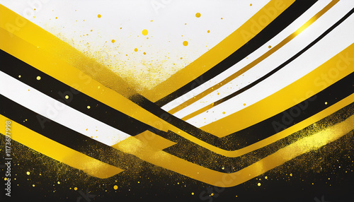 abstract yellow and white striped heritage with gold splatter pressured attitude