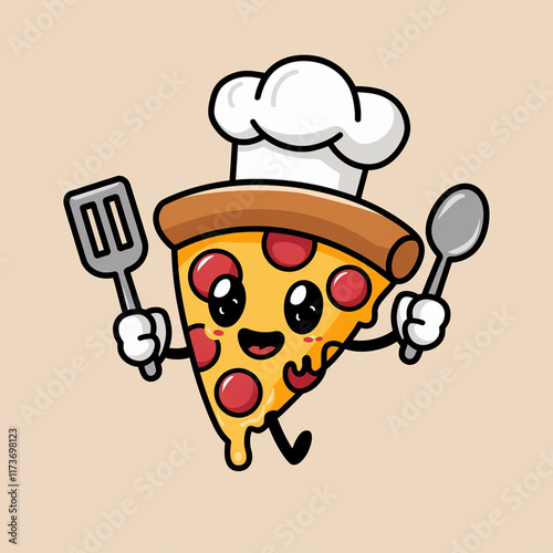 Cute pizza chef Illustration design photo