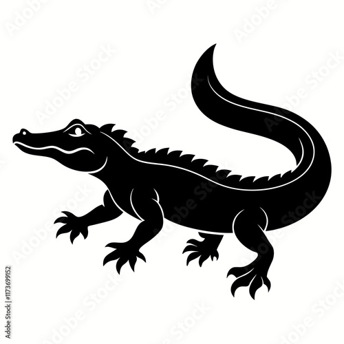 Alligator vector silhouette black design white background