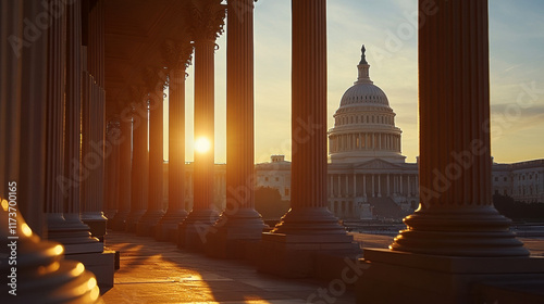 Wallpaper Mural Sunset behind columns at the capitol building washington d.C. Architectural photography Torontodigital.ca