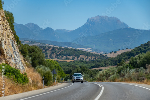 Summer in national park la Sierra de Grazalema, Andalusian white villages touristic route in Spain