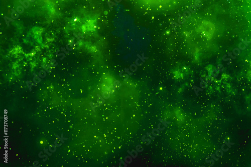 Fotografia Bright Green Galactic Texture Filled With Stars And Cosmic Energy