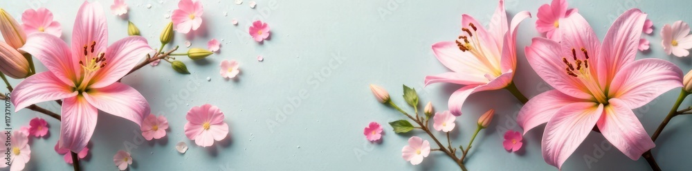 Fototapeta premium Soft pastel lily arrangement , elegant, pastel