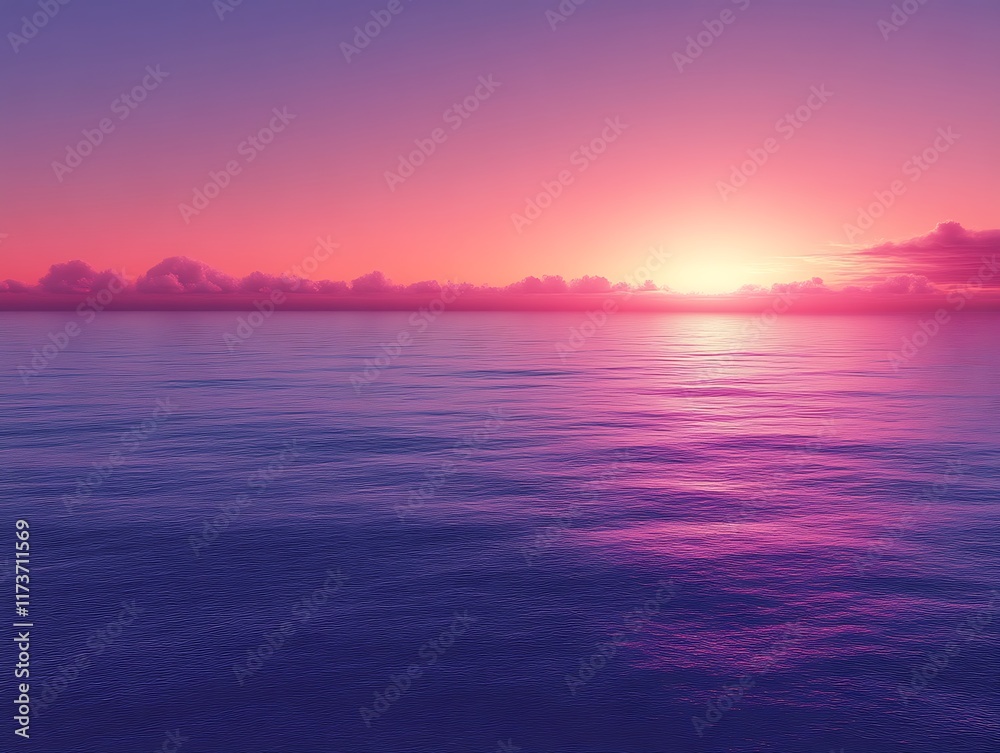 Naklejka premium Vibrant sunset over calm ocean. (2)