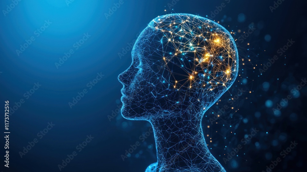 Obraz premium Digital Mind: Abstract Representation of Human Consciousness and Artificial Intelligence