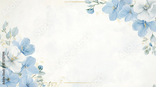 Watercolor floral background with blue and white flowers