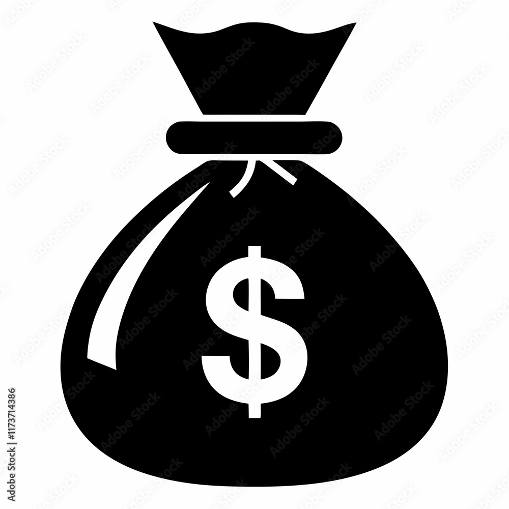 Money Bag Silhouette Vector Icon Money Bag Silhouette Vector Icon