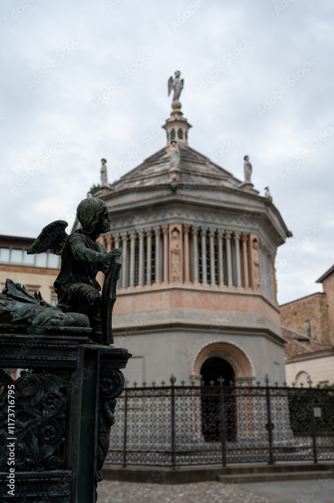 Historical part of Bergamo city, Bergamo Alta with narrow streets, tourists destination Historical part of Bergamo city, Bergamo Alta with narrow streets, tourists destination