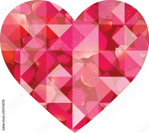 Heart of crystal vector.Polygonal heart.Heart shape made with rose