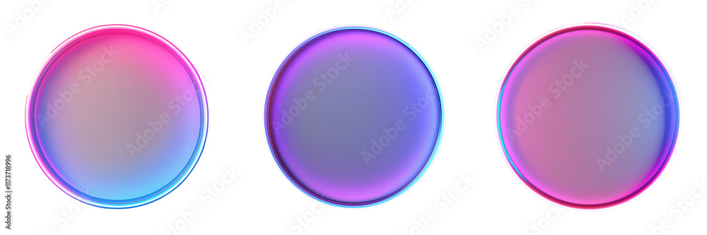 set of a neon light circle isolated on a transparent background set of a neon light circle isolated on a transparent background