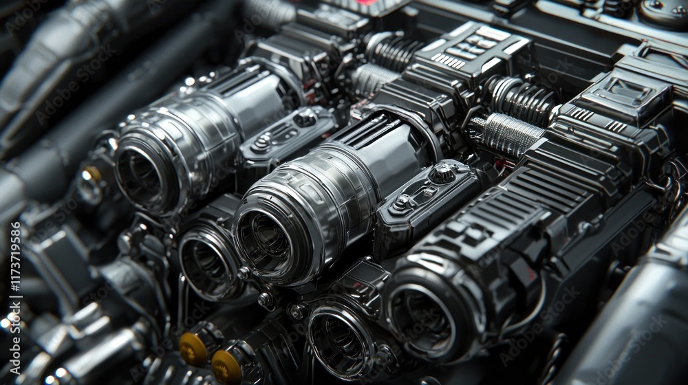 Fototapeta premium Futuristic Engine: A Close-Up of a Sleek, High-Tech Machine