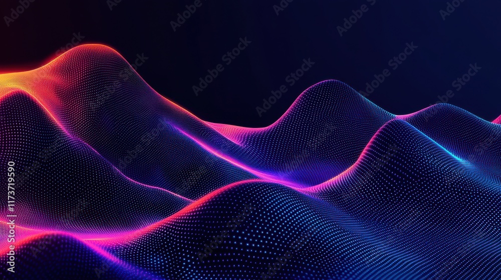 Fototapeta premium Dynamic digital abstract holographic background sci-fi visualization graphic design vibrant colors landscaped view futuristic concept