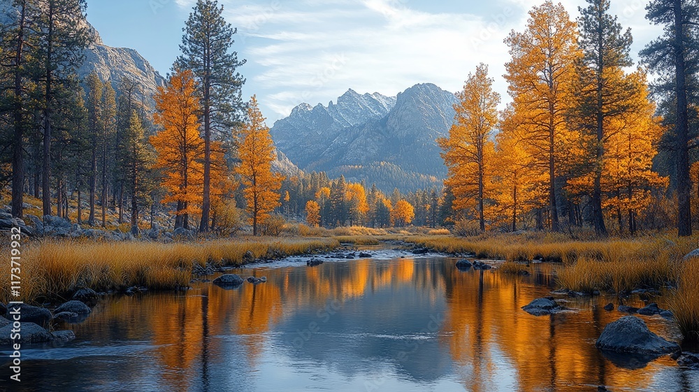 Obraz premium Autumn Reflections in a Mountain River