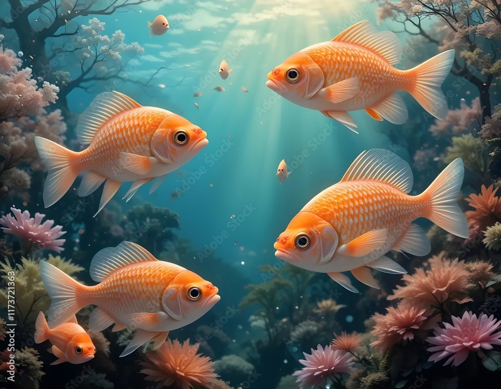 Fototapeta premium Gold fish in aquarium.