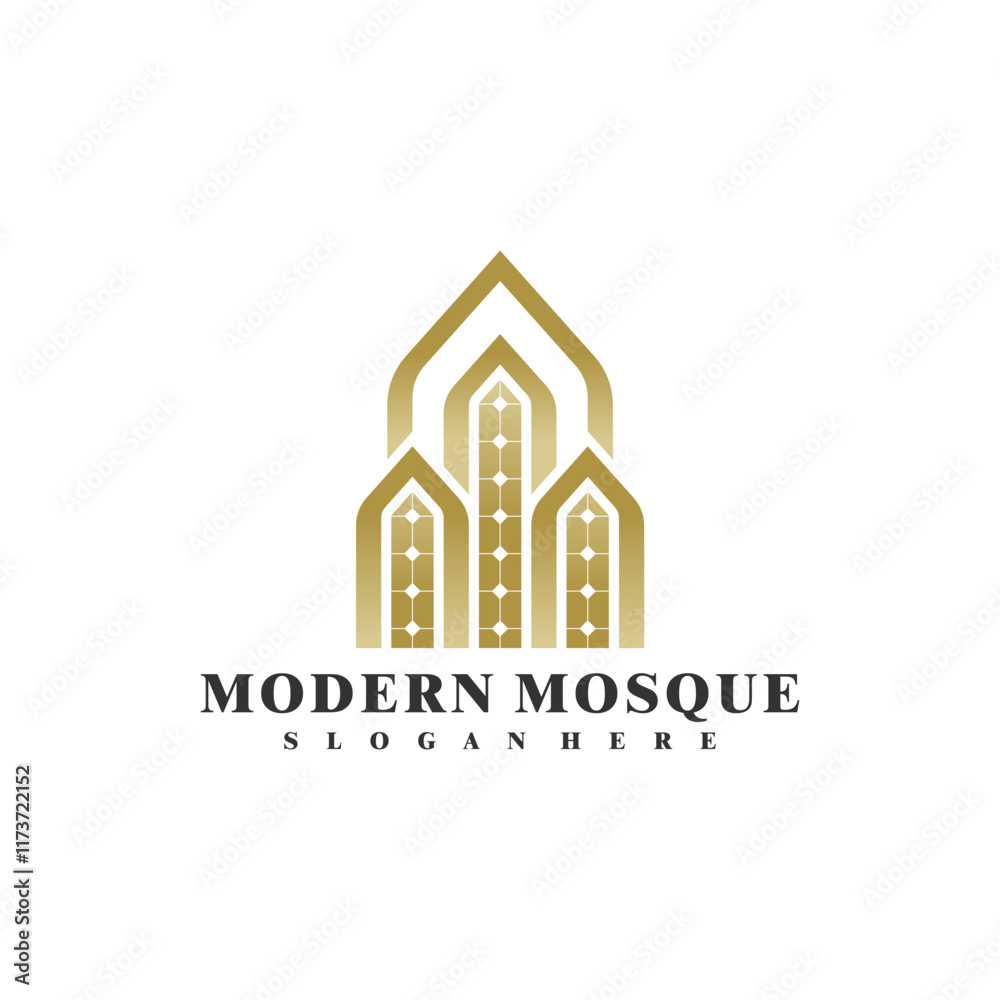 Fototapeta premium Mosque logo vector illustration. Modern Mosque logo design concept template