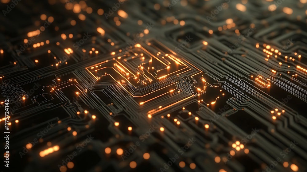 Obraz premium Illuminated Circuit Board Abstract Technology Design
