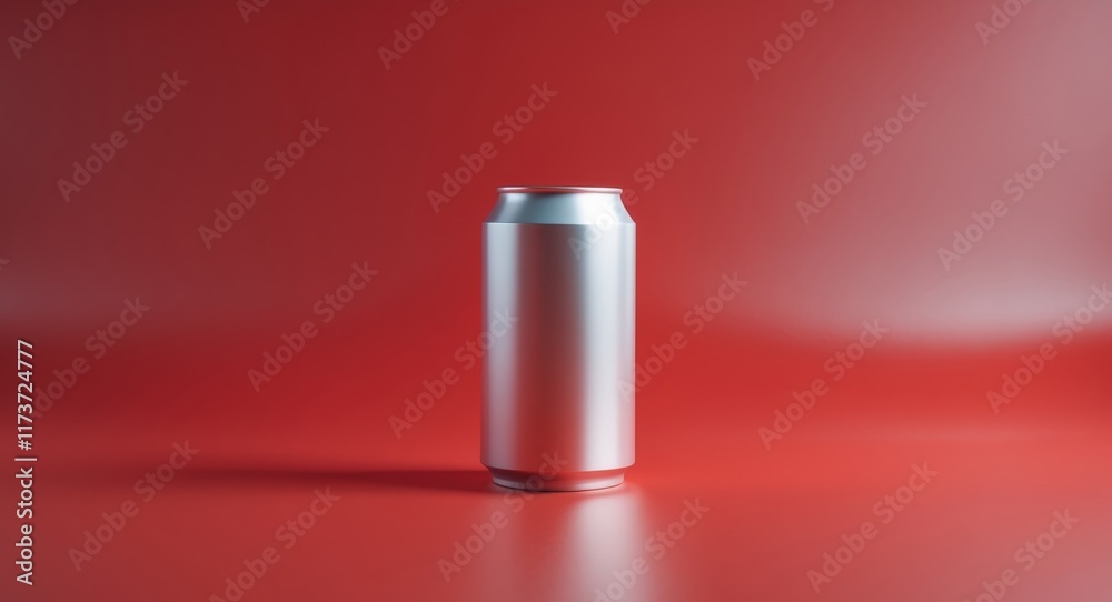 Blank aluminum can mockup on a red background Blank aluminum can mockup on a red background