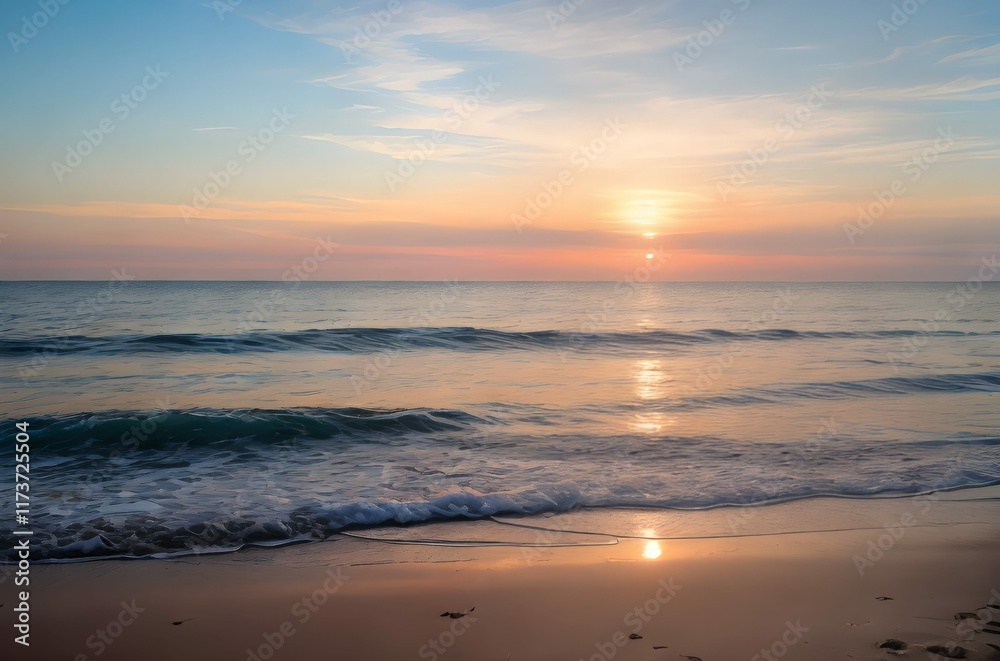 Naklejka premium 夕焼け, 空, 海, 太陽, 日の出, 水, 雲, 雲, 自然, 海, 風景, 浜, オレンジ,