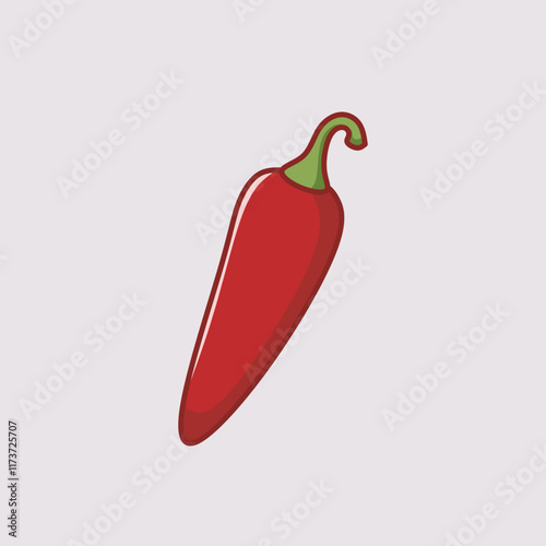 Cute spicy red chilli pepper flat icon design graphic vector illustration