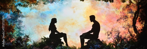 adam and eve in the garden of eden photo