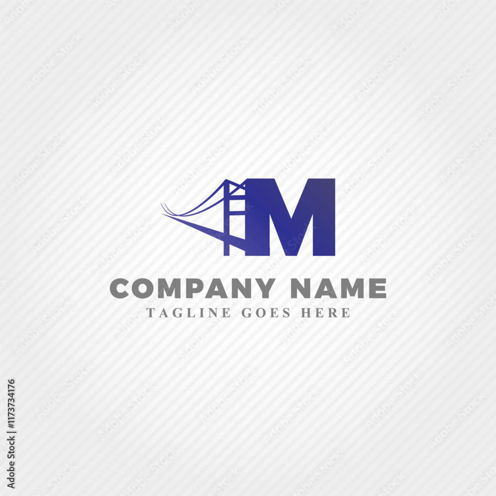 Bridge logo combined with initial letter M Bridge logo combined with initial letter M