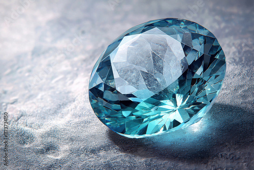 Close-up of shimmering aquamarine gemstone photo