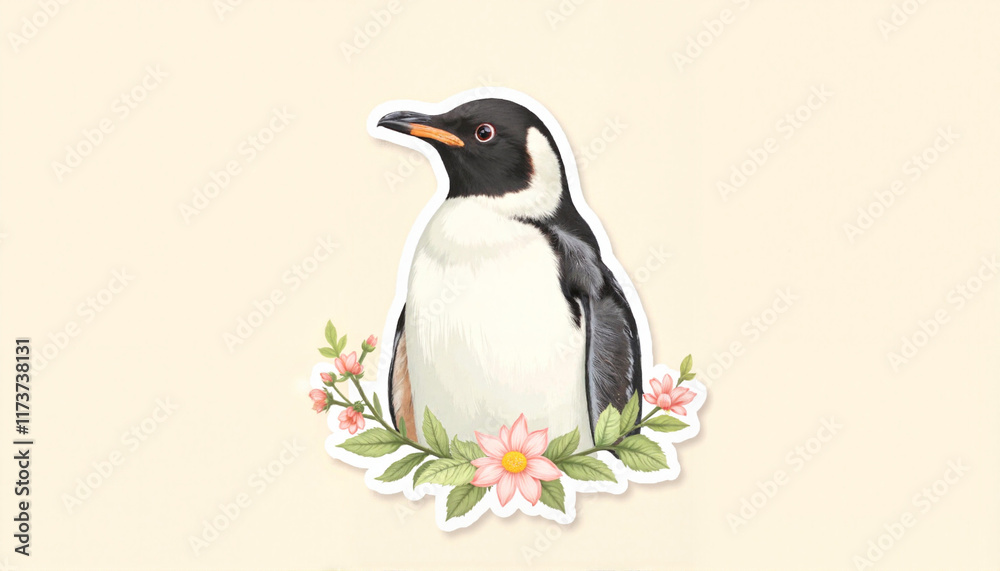 Obraz premium Penguin print on white background
