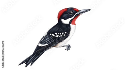 Elegant Illustration of a Red-crowned Woodpecker AI Generated photo