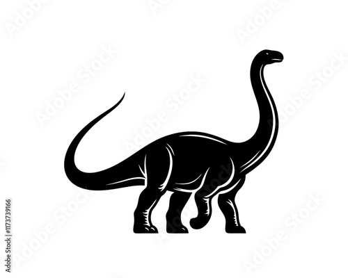 Brontosaurus Silhouette icon . Clipart image isolated on white background