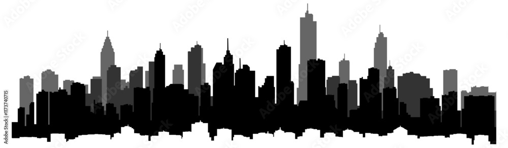 black and white city silhouette without background black and white city silhouette without background