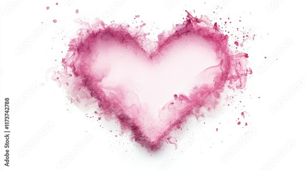 pink heart frame isolated on white background