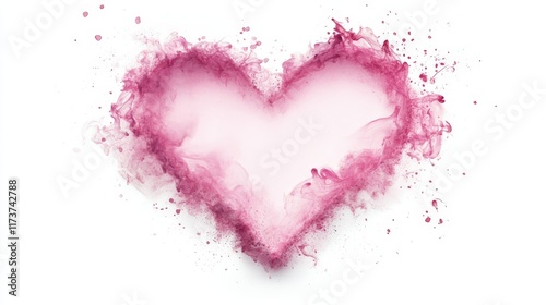 pink heart frame isolated on white background