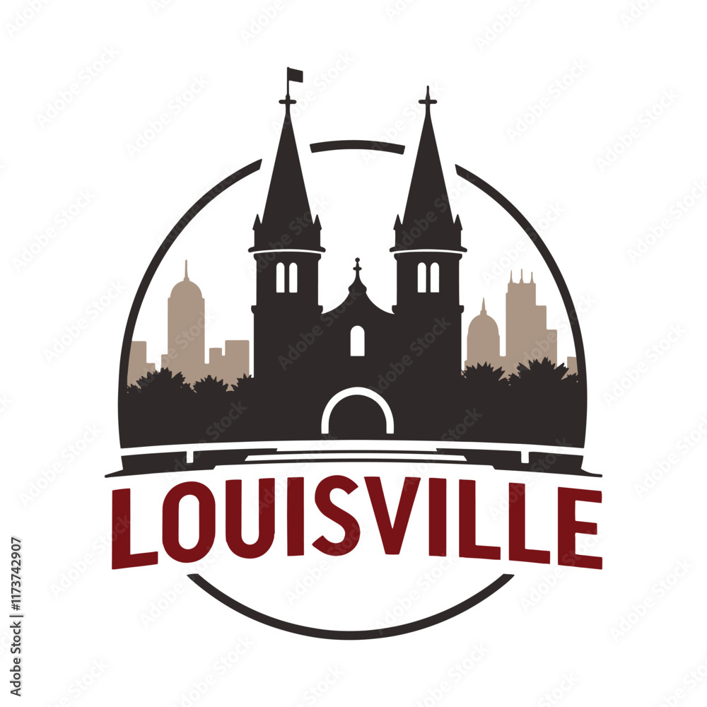 Naklejka premium Churchill Downs Twin Spires with Louisville Skyline
