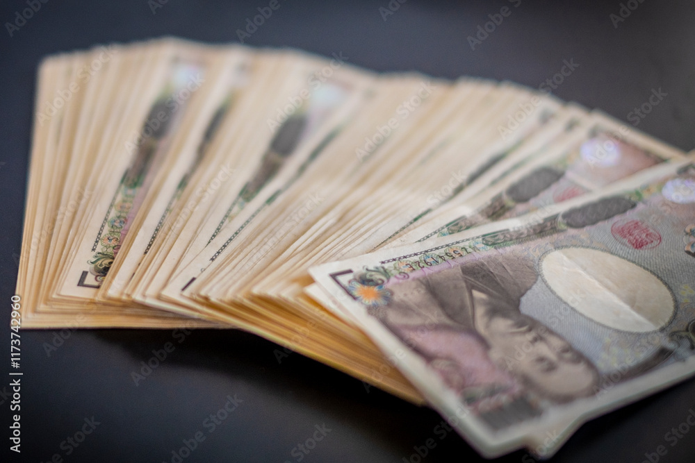 一万円_日本紙幣の札束 一万円_日本紙幣の札束