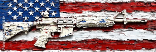 gun show, american flag background - second amendment constitutional rights to bear firearms photo