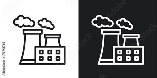 Heat power station icons set vectors on white background.