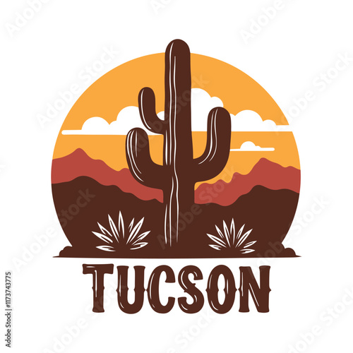 Saguaro Cactus with Tucson Skyline
