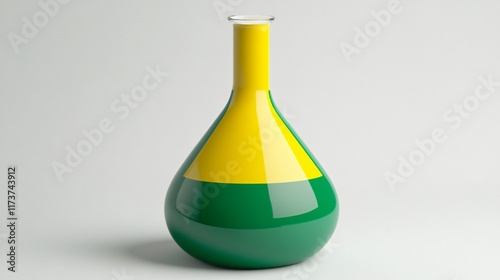 Abstract Green and Yellow Glass Erlenmeyer Flask photo