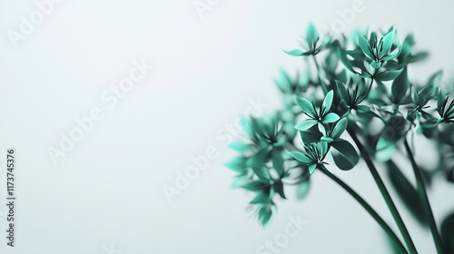 Wallpaper Mural Elegant Teal Flowers Bouquet, AI Generated Botanical Art Torontodigital.ca